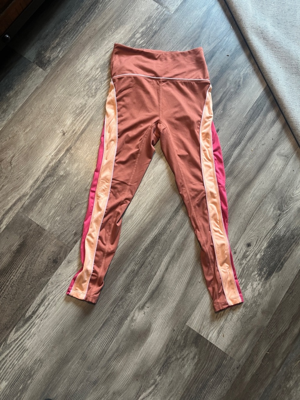 FP Movement by Free People Colorblock High-Rise Leggings in Rust, Peach & Pink